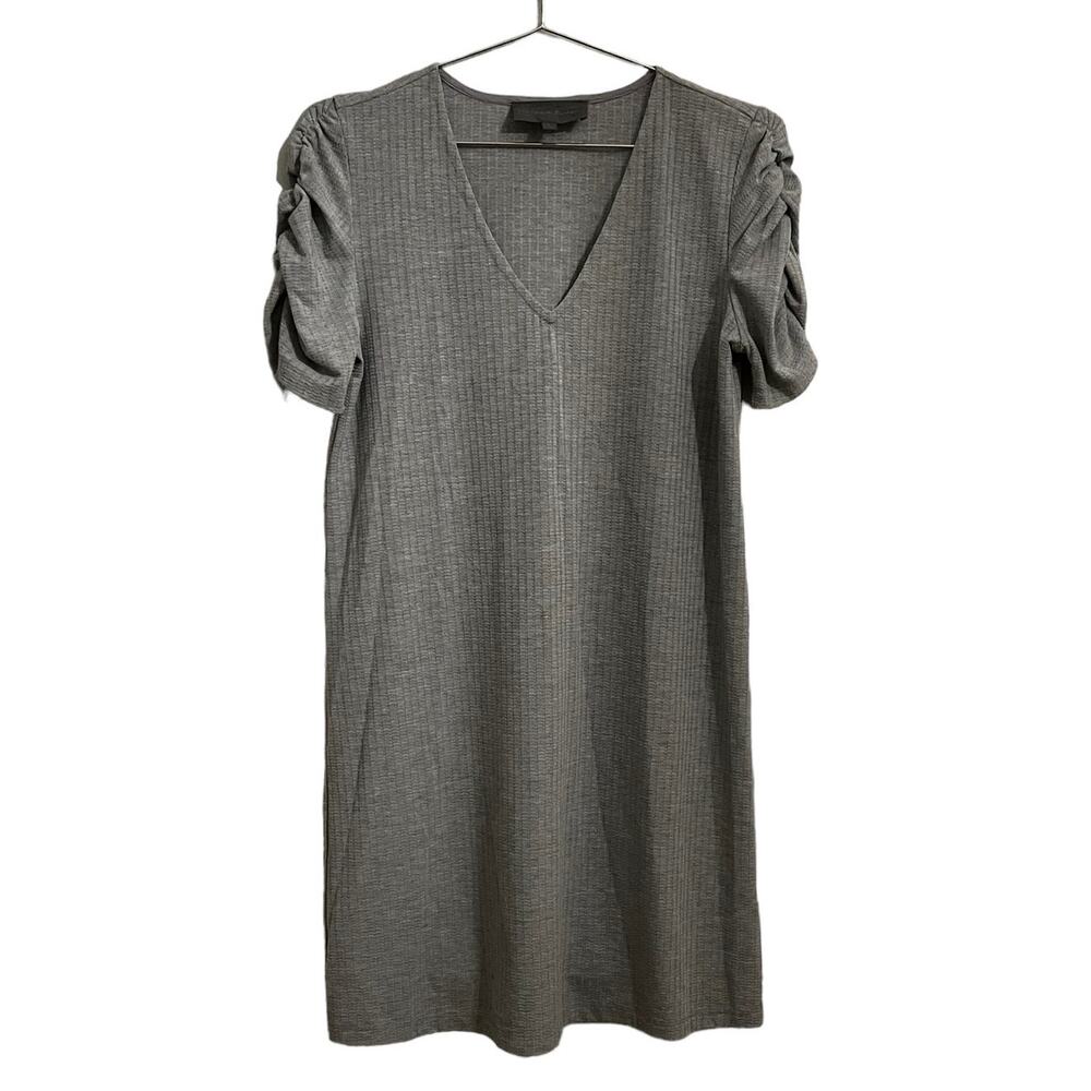 Anthropologie Sunday in Brooklyn Womens Gray Ribbed Short Sleeve Dress S